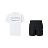 Li Ning Badminton Serie Lockerer Buchstabenaufdruck Schnelltrocknend Kühl Kurzarm Vielseitige Schmutzabweisende Shorts Lässiger Sportanzug AHSUB37-2+AKSU789-3