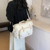 Fashionable Storage Pouch Case Large Bear/Flower Embroidery Mother Bag Portable Handbag with Multi Function Pockets