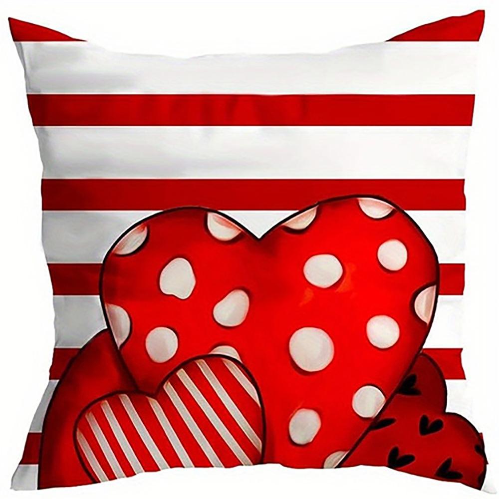 Red Hearts Pillowcase with White HeartsSuitable for Sofa Car Bedroom Decorative Cushion Cover Pillow Cover