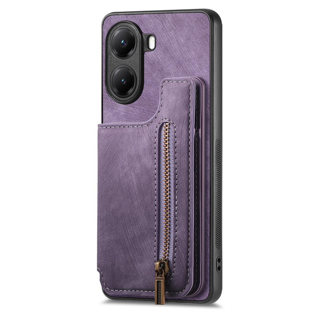 For Xiaomi Poco X7 Pro 5G/Xiaomi Redmi Turbo 4 5G Case with Zipper Card Holder Retro Leather TPU Phone Cover