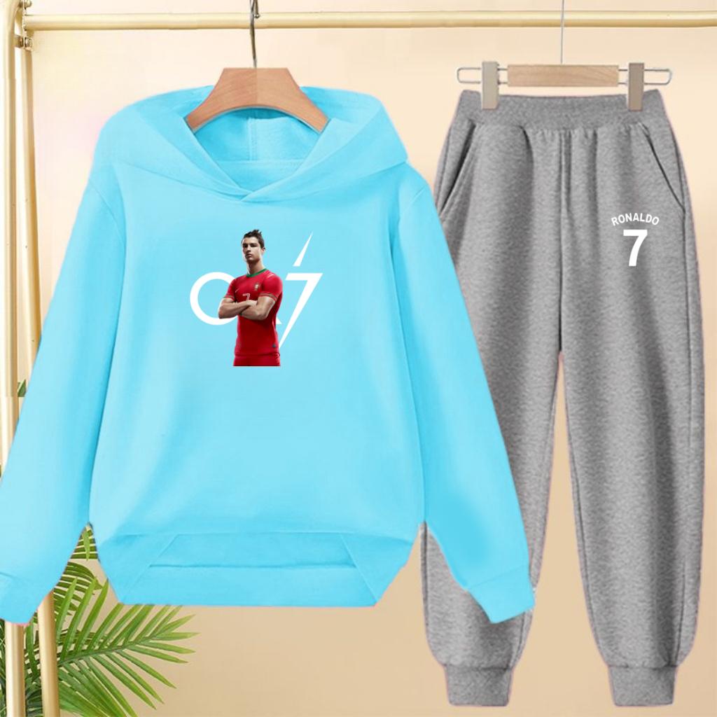 A Loose and Casual Sportswear Set of Hooded Sweatshirts and Trousers for Children, Suitable for Boys and Girls Aged 3 To 13