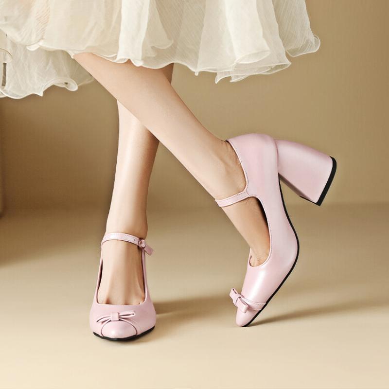 Women Shoes New Bow Design Mary Janes High Heels For Women Work Shoes Shoes For Women Chunky Heels