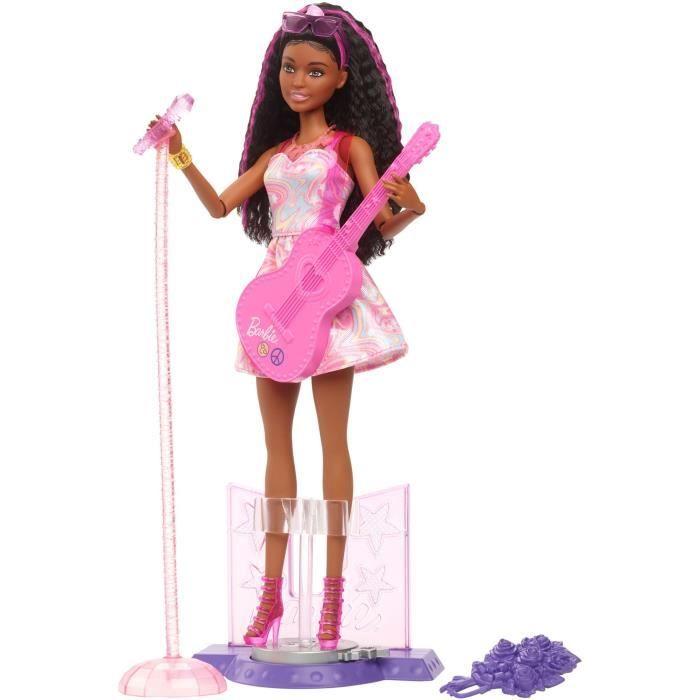 Coffret Barbie - Métiers 65ème Anniversaire - Pop Star - 1 poupée - 10 accessoires - Interactif rosa
