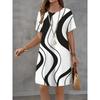 Summer Ladies 3D Printed Short Sleeve Dress Fashion Versatile Trend Breathable Casual