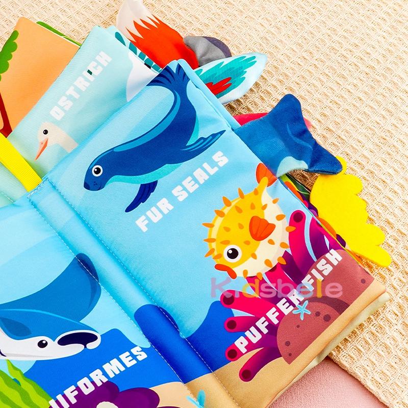 Baby Weiches Stoff-Schwanzbuch – Montessori Sensorisches Knisterbuch mit Tier-Schwänzen für Säuglinge Frühes Lernen