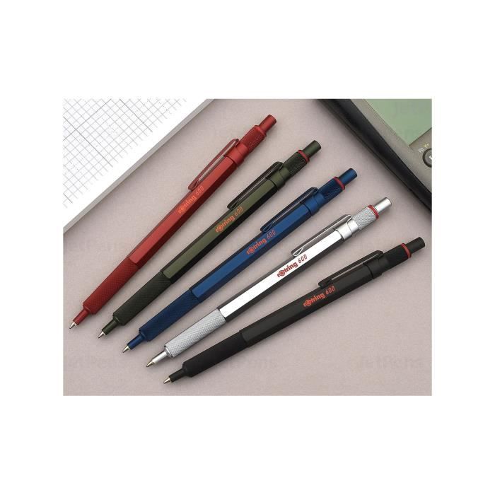 Stylo bille - rotring - 600 - pointe moyenne - encre bleue - rechargeable