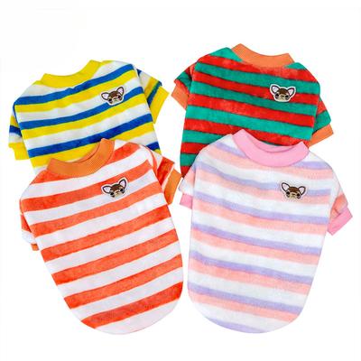 Soft Fleece Pet Clothes For Small Dogs Winter Warm Dog Vest Rainbow Striped Puppy Cats Clothing Chihuahua Poodle Shih Tzu Coats
