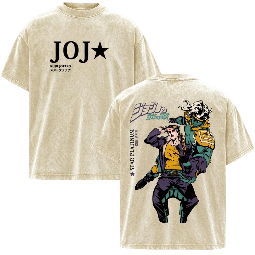 Anime JoJo Bizarre Adventure STEEL BALL RUN Johnny Joestar Magliette Vintage Lavate Uomo Donna Manica Corta Oversize Magliette