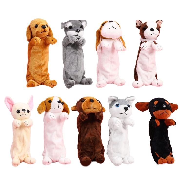 Lovely Animal Pencil Bag Plush Cartoon Dog Pencil Case Pen Bag Large Capacity Pen Organizers Cosmetic Bag