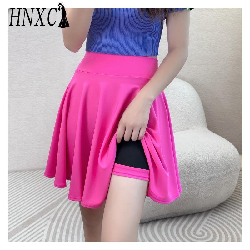 HNXC 16 Color Women's Fashion Casual Solid Color Print Summer Spring Skirt