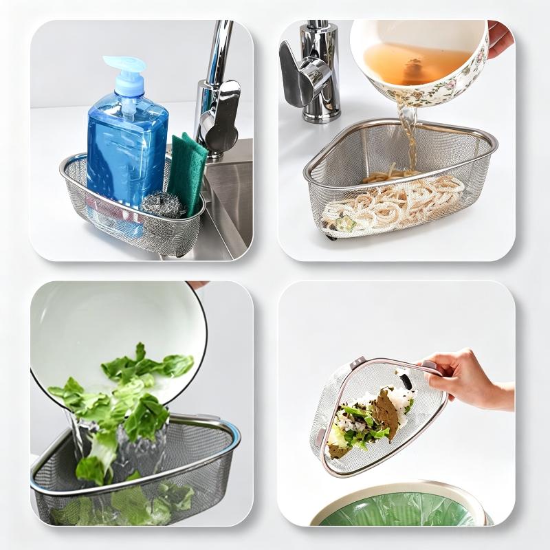 Easy to Clean Stainless Steel Drain Basket Rust Resistant Sink Filter for Kitchen Vegetable Washing Food Storage