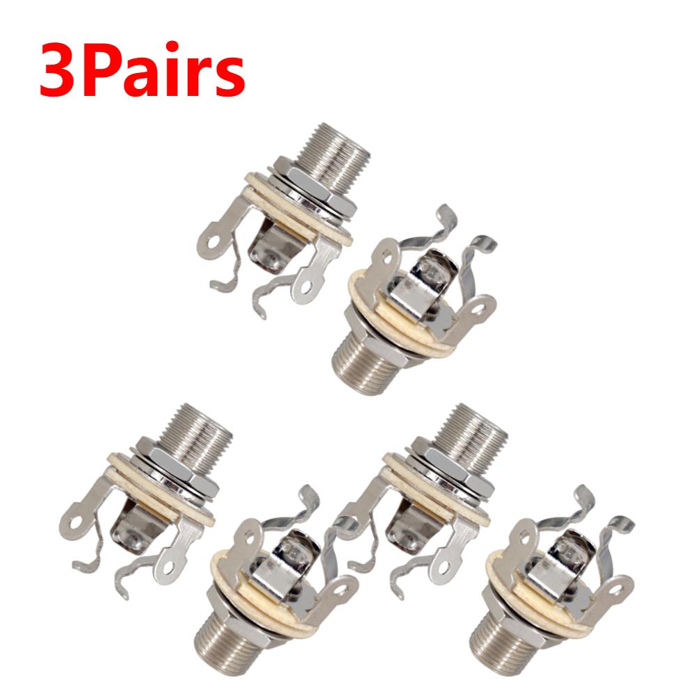 1-5Pairs Guitar Pickup 1/4 Inch 6.35Mm Output Jack Guitar Stereo Socket Parts Guitar Mono Jack Socket for Electric Guitar Bass
