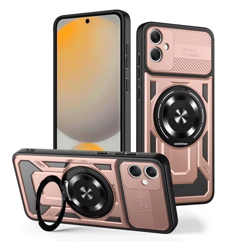 

Роскошный бронированный чехол с магнитной беспроводной зарядкой Magsafe для Samsung Galaxy A05, военный защитный чехол с держателем-кольцом для пальца For Galaxy A05 розового золота