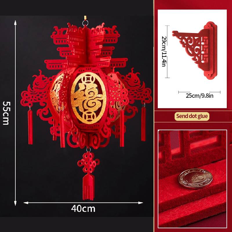 2Pcs Red Chinese Lanterns Chinese New Year Decorations Spring Festival Lantern Lucky Fu 3D Puzzle Lanterns Festival Celebration