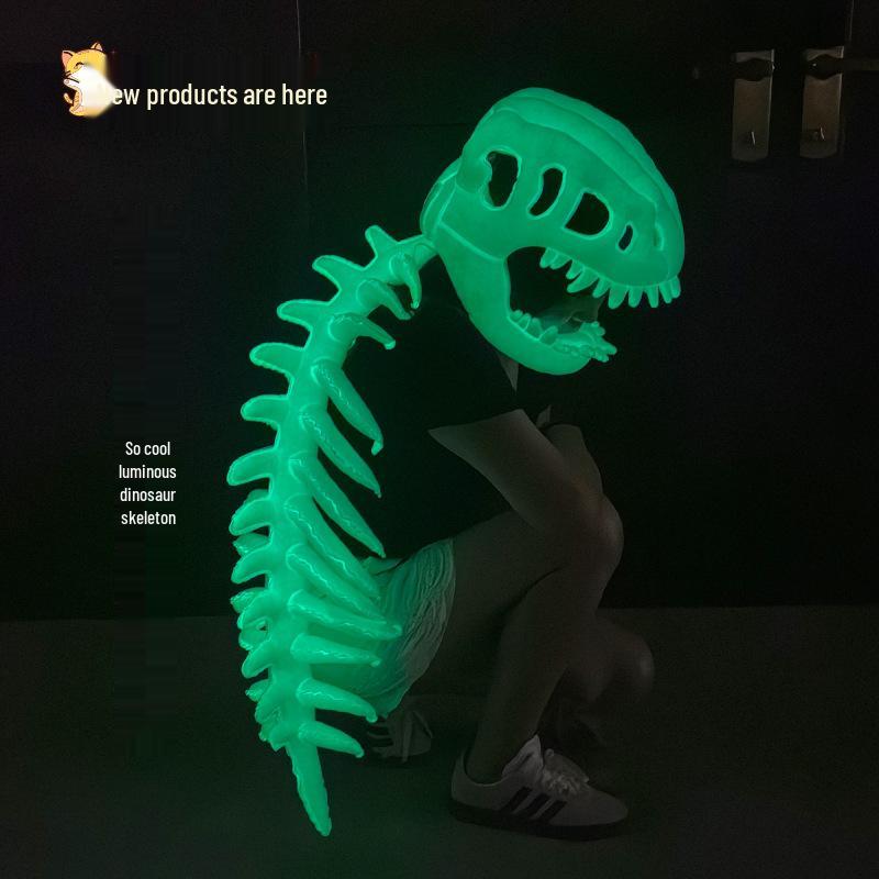 Leuchtende Dinosaurierskelett-Kopfbedeckung: Plüschtier-Hut für Kinder, inspiriert von Lu Han