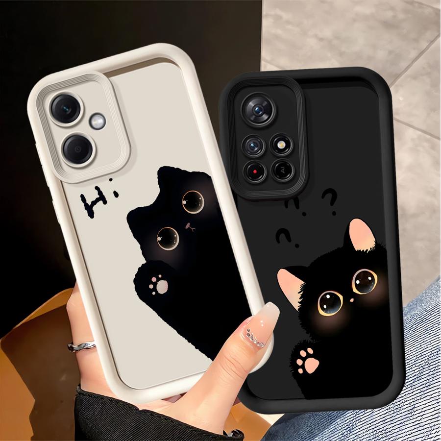 Phone Cover Case for Xiaomi Poco F8 C50 X3 Pro C61 X3 NFC C51 Hello Cute Blacks Cat