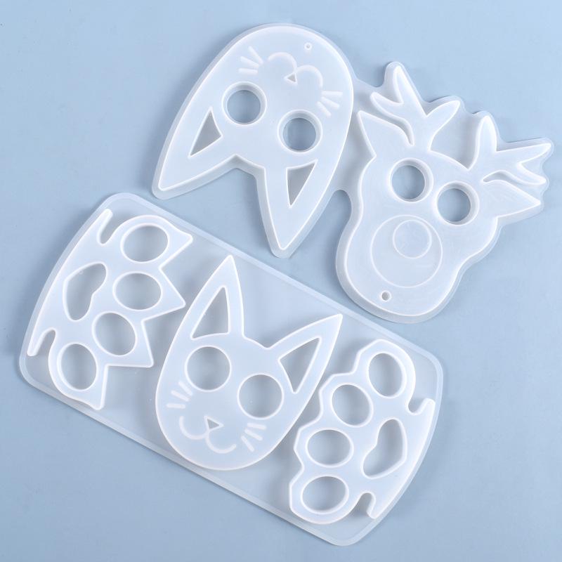 Poppy DIY Cat Face Resin Keychain Mold & Finger Armor Silicone Mold Set