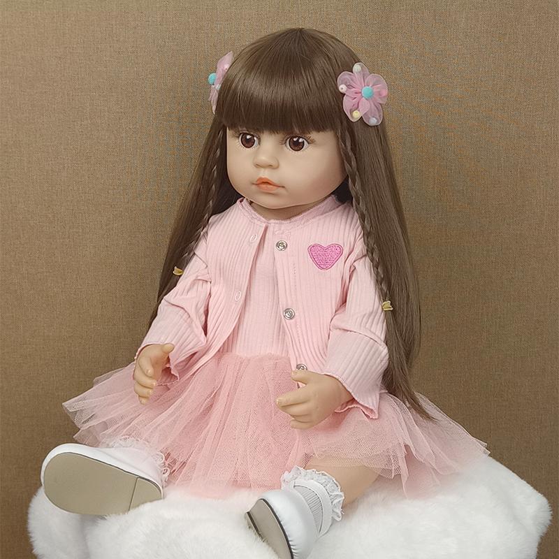 55 CM 22 Inch Reborn Poppen Realistische Volledige Siliconen Baby Bebe Vinyl Pasgeboren Meisjespop Prinses Peuter Speelgoed Cadeau
