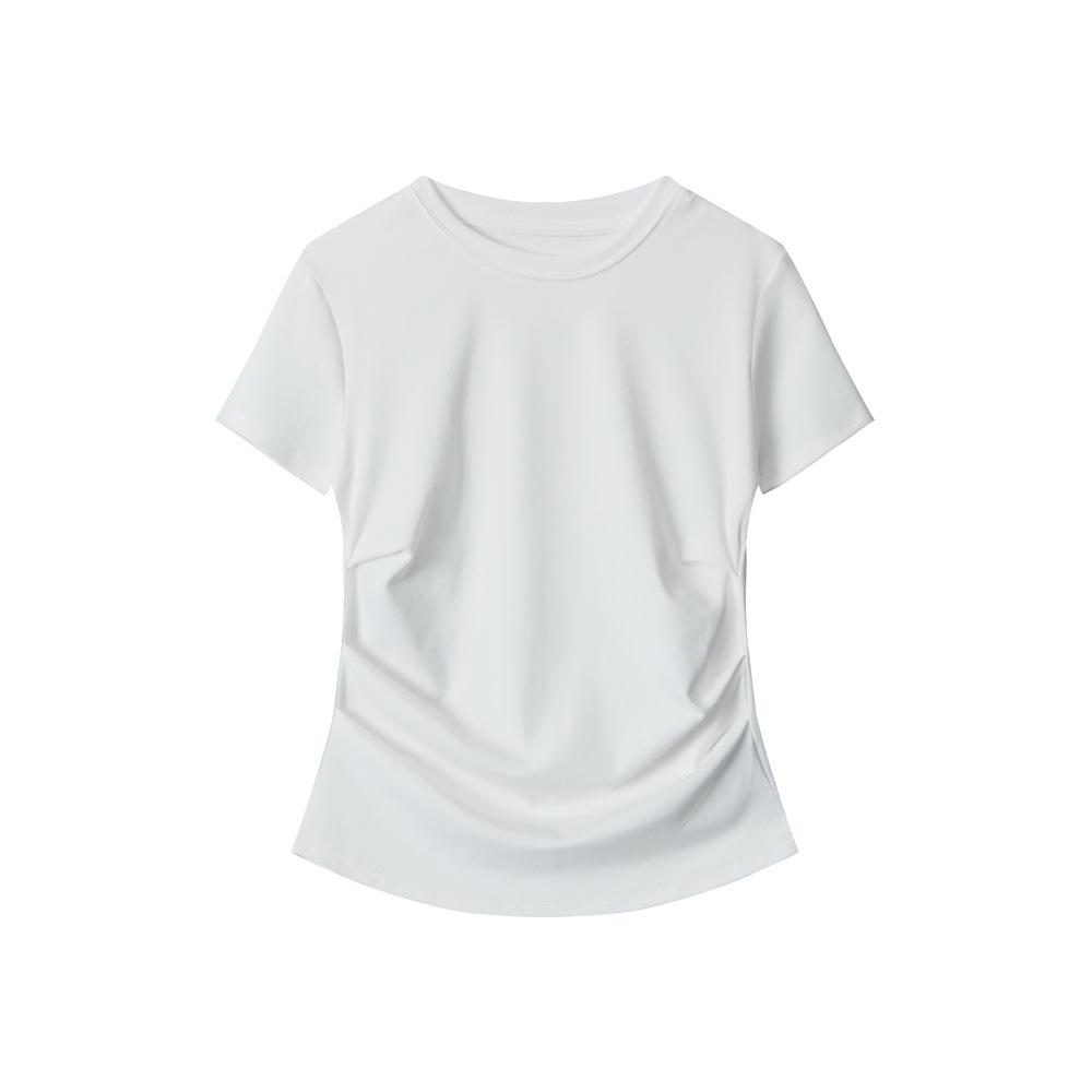 HeyHenry Women's Slimming Waist Short Sleeve T-Shirt - Summer Plain Round Neck Top