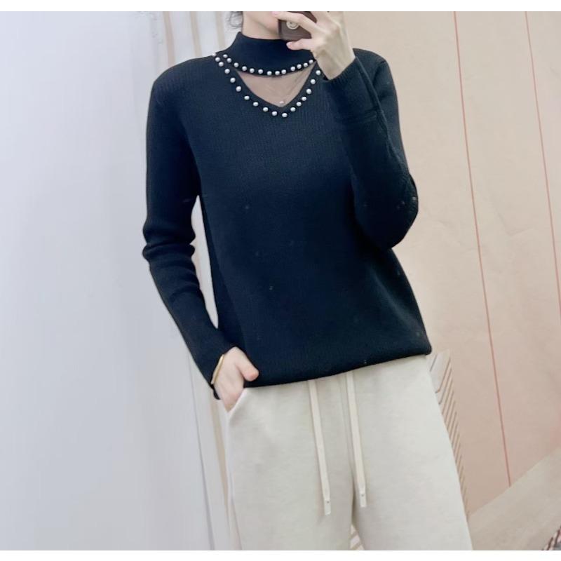 

Осень и зима Новая мода Корейская версия пуловера Один толстый полый жемчужный вязаный свитер One size