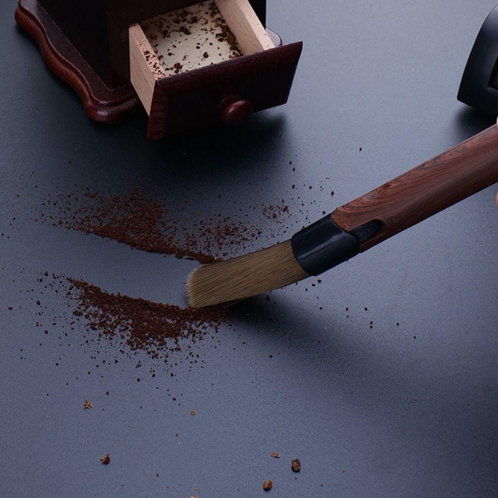 Flexible Coffee Cleaning Brush Wood-Grain Handle Coffee Grinder Cleaning Brush  Home Kitchen