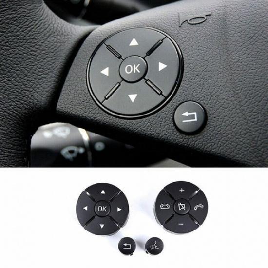Black Interior Front Steering Wheel Frame Cover 12pcs For Benz C-Class 2007-2010