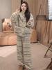 Women's 2025 Winter Hooded Coral Fleece Pajama Set - Cozy, Fashionable, Versatile, High-End Homewear