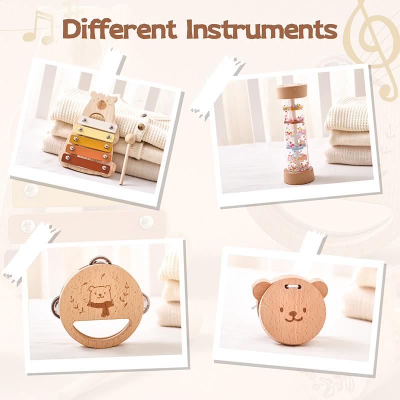 Children's Wooden Musical Instrument Set: 4-Piece Soothing Percussion Toys for Early Education
