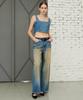 PLAC WOMEN Sleeveless Denim Crop Top T73 Mid Blue