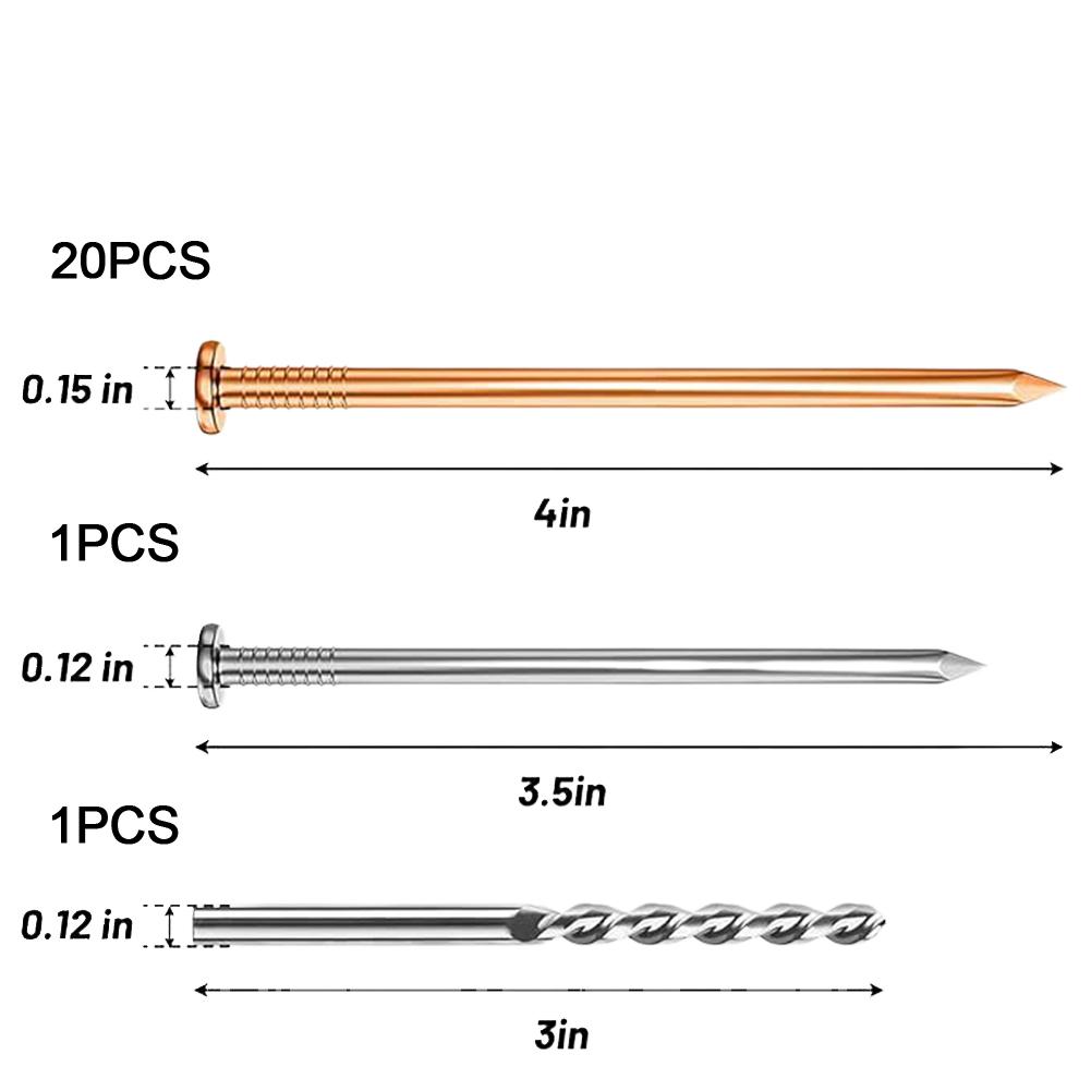 15/20/25pcs 4" Tree Killer Nails Large Copper Nails Stump Roots Removal Spikes For Killing Trees Stump Root Hardware Trees