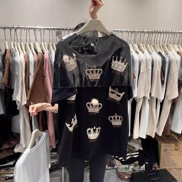 

YYFS Жіночі модні повсякденні літні весняні блузки та сорочки з рукавами 1/2 і круглим вирізом XXXL чорний