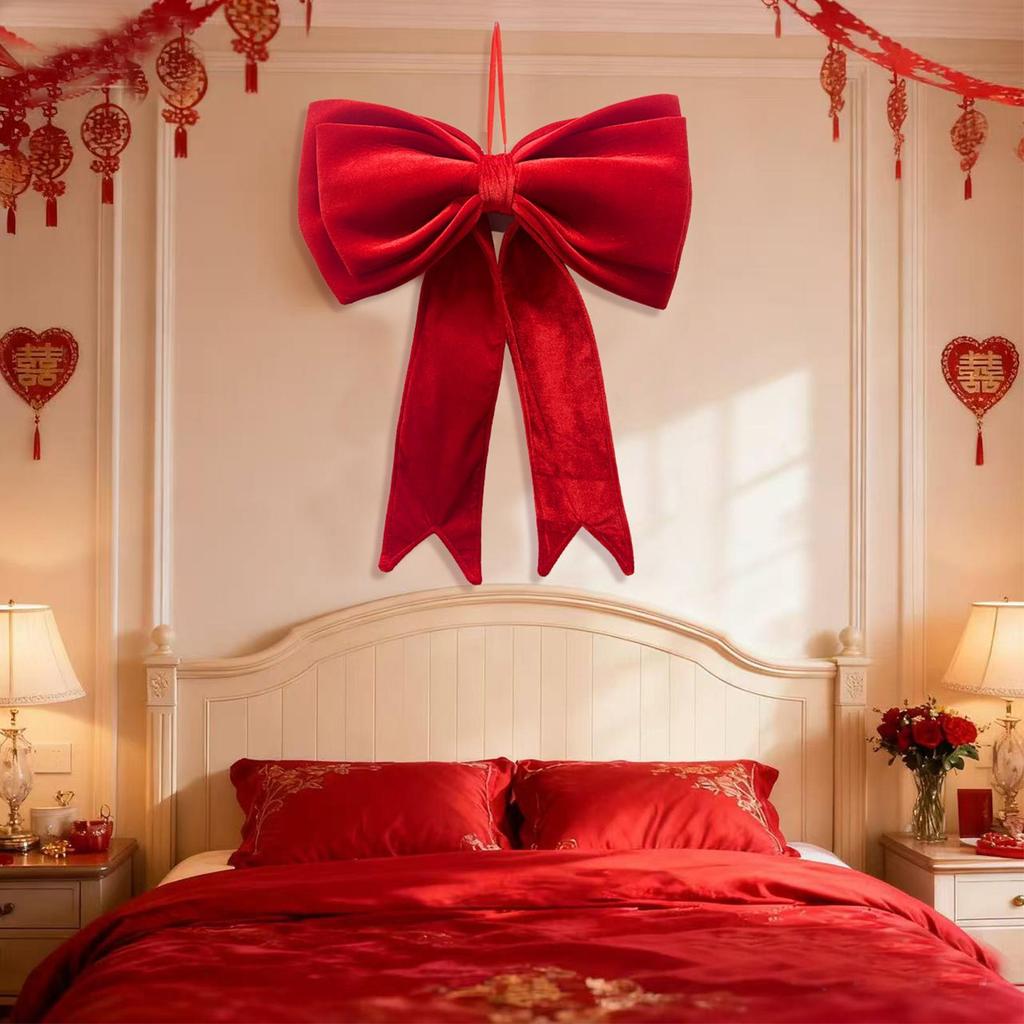 Christmas Bow DIY Xmas Trees Decoration Pendant Velvet Bows Knot Baubles Hanging Ornaments For Home Party Decorations