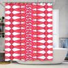 Modern Red White Geometric Pattern Shower Curtain Waterproof Bathroom Decor Home Accessories Decoration Customizable Sizes Avail