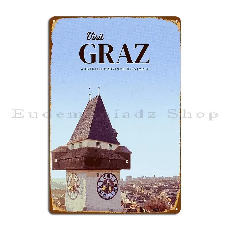 Visit Graz Metal Plaque Home Cave Decoration Cinema Create Tin Sign Poster 20x30cm(7.8x11.8inch)