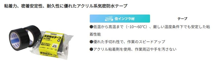 Sekisui Chemical Airtight Waterproof 75mm X 20m #740 Tape, White,