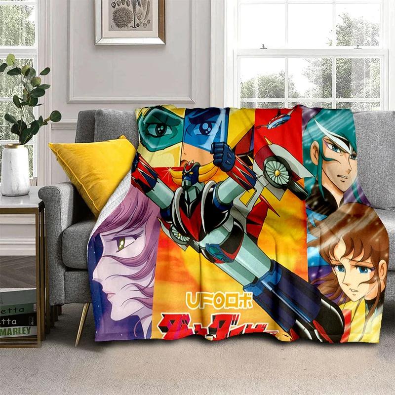 Cartoon UFO Robot Grendizer Anime Blanket,Soft Throw Blanket for Home Bedroom Bed Sofa Picnic Travel Office Cover Blanket Kids