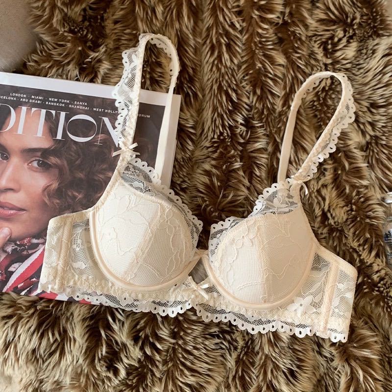 Soutien-gorge sexy en dentelle pour sous-vêtements pour femmes, type ajustement à fermeture latérale, maintien supérieur, pour petite poitrine, montre les grands soutiens-gorge