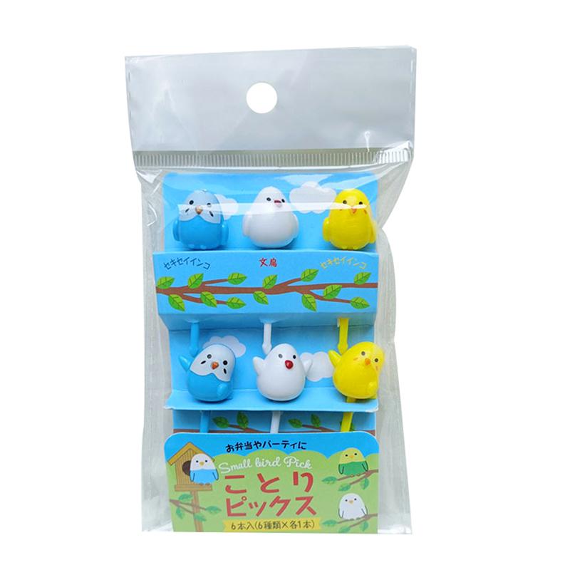 6Pcs/Set Cute Cartoon Chick Fruit Fork Kids Snack Dessert Picks Tookpick