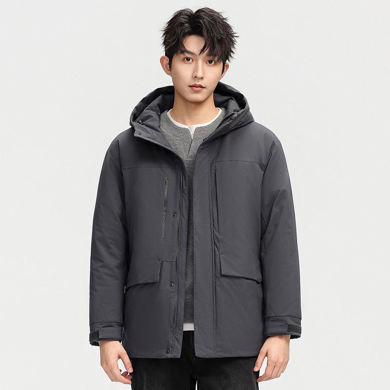 

Men s Hooded Fleece Down Jacket for Business, Casual Outdoor & Sports Climbing Medium темно-сірий