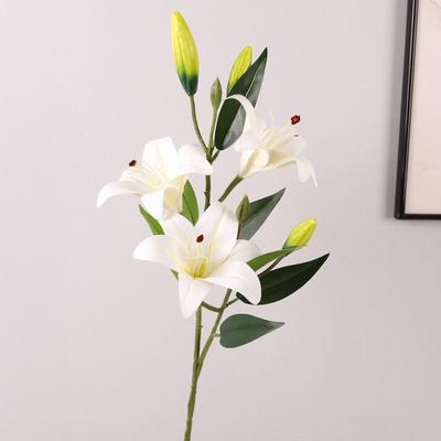 80cm Silk Lilium Brownii Flower Real Touch Fake Flowers Artificial Flower Branch  Home Office Decor