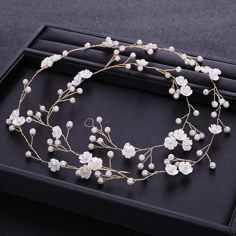 Trendy Pearl Flower Hair Band Headdress Bride Headdress Princess Hair Band Wedding Tiara Gold Headdress Bride Hair Accessories