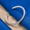 Charming 925 Sterling Silver Exquisite Sparkling Open Bangle for Women, Fashionable Wedding Party Jewelry