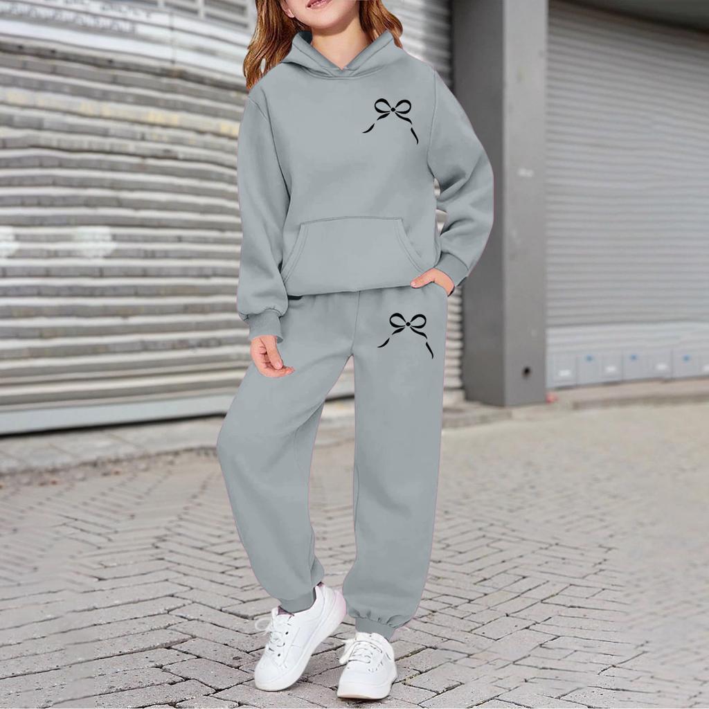 Boys Girls Sweatsuit Clothing Hooded Sweatshirt Jogging Sweatpants Tracksuits Set Fashion Outfit