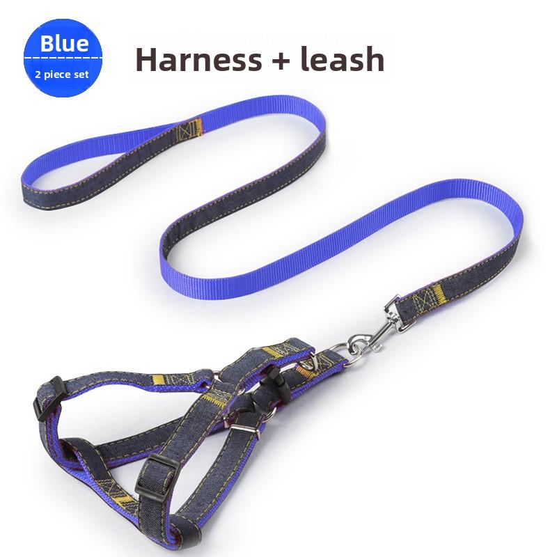 Pet Dog Leash with Adjustable Cowboy Chest Harness for Golden Retrievers and Terriers