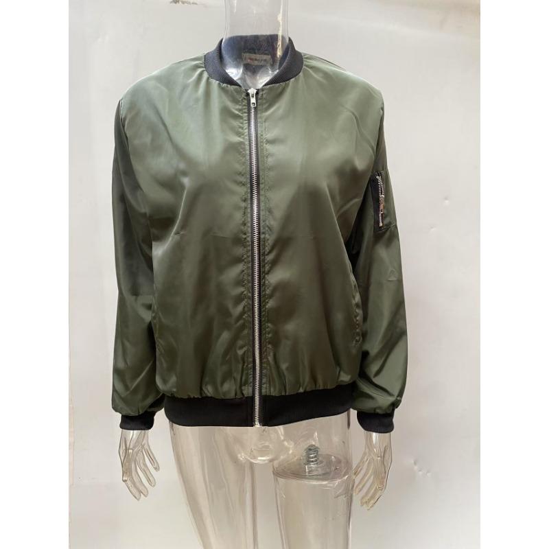Women S Casual Solid Color V Neck Long Sleeve Zip Jacket
