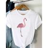 Summer Top Casual Trend Tshirt Travel Graphic T-Shirt Lady Watercolor Lovely Flamingo Women Short Sleeve Fashion