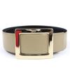 Excellent Belt Logo Buckle Leather Beige Leather Women Used