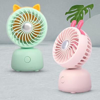 Desktop Small Fan Cartoon Animal Ear Shape USB Powered Bedroom Desk Fan Adjustable Wind Speeds Anti-Slip Base Fan