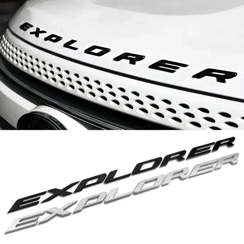 כרום שחור 3D ABS אותיות EXPLORER מכונית מכסה מנוע קדמי תג סמל CFGJX5 מדבקה אביזרי עיצוב רכב