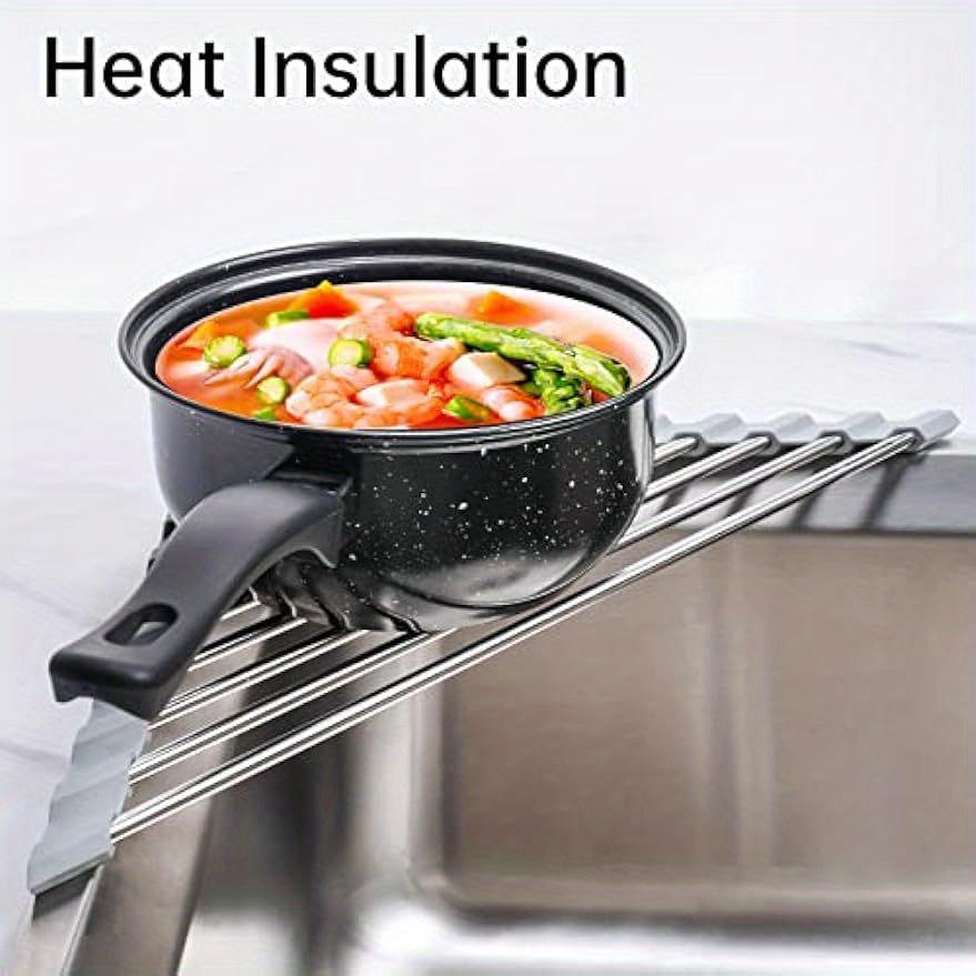 

Space-Saving Dish Stainless steel Rack-Foldable Triangle Design for Sink Corner,Multi-Functional Kitchen Organizer with Drainage сірий колір